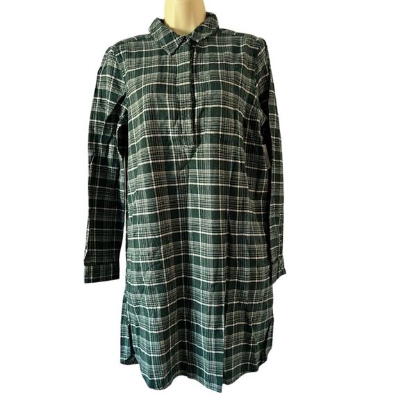 Goodthreads Women's Brushed Flannel Long-Sleeve Relaxed-Fit Popover Shirt Dress - Picture 1 of 12